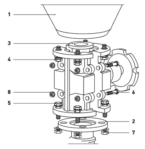 Сборочный чертеж запчастей дозатора металлического абразива SGV Contracor